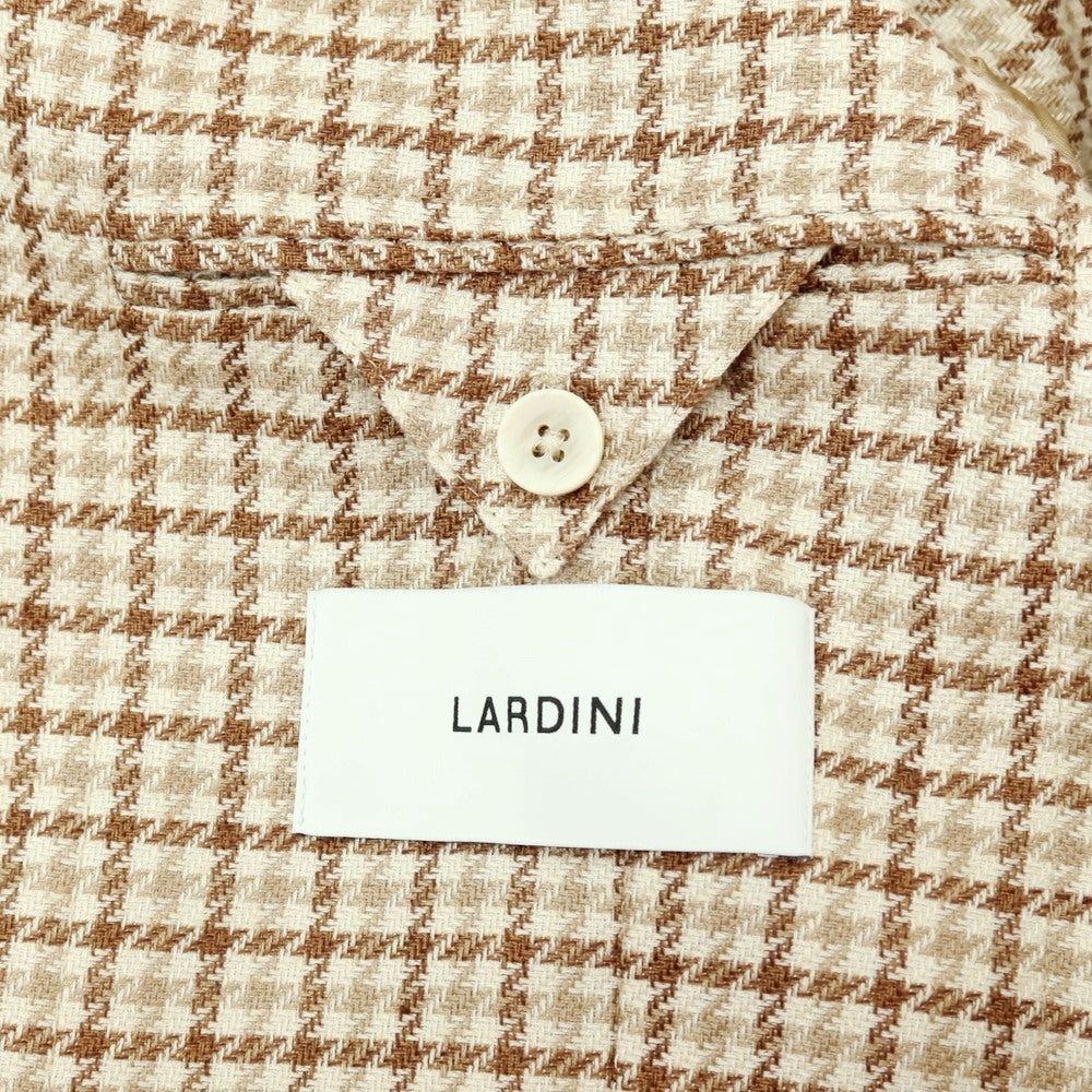 【中古】ラルディーニ LARDINI コットンリネン チェック 3B テーラードジャケット ベージュxブラウン【サイズ44】【 状態ランクB 】【 メンズ 】
