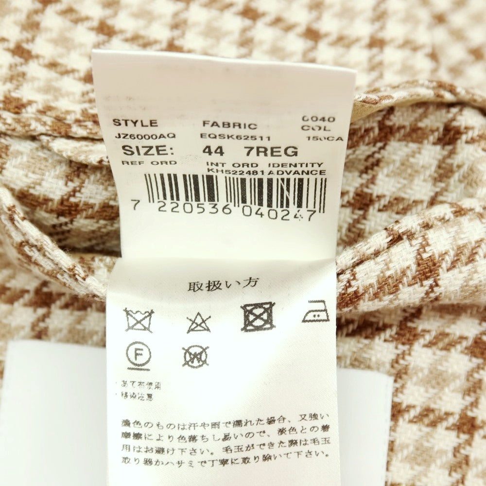 【中古】ラルディーニ LARDINI コットンリネン チェック 3B テーラードジャケット ベージュxブラウン【サイズ44】【 状態ランクB 】【 メンズ 】