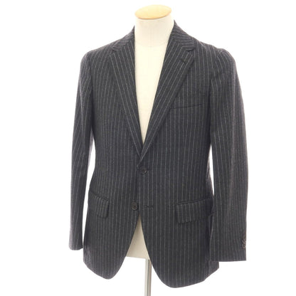 【中古】グリーンレーベルリラクシング green label relaxing ウール ストライプ 2B テーラードジャケット グレーxホワイト【サイズ44】【 状態ランクC 】【 メンズ 】