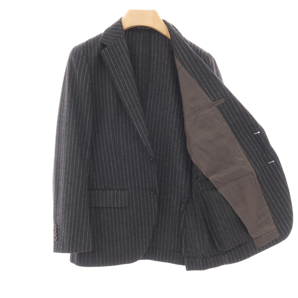 【中古】グリーンレーベルリラクシング green label relaxing ウール ストライプ 2B テーラードジャケット グレーxホワイト【サイズ44】【 状態ランクC 】【 メンズ 】