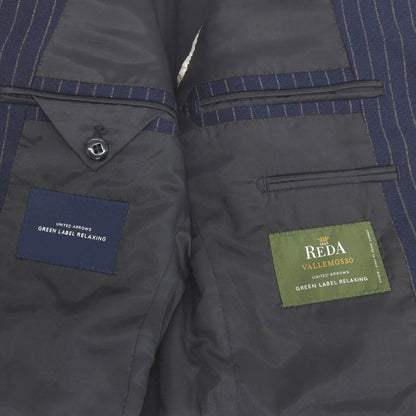 【中古】グリーンレーベルリラクシング green label relaxing ウール ストライプ 2B テーラードジャケット ネイビーxベージュ【サイズ44】【 状態ランクC 】【 メンズ 】