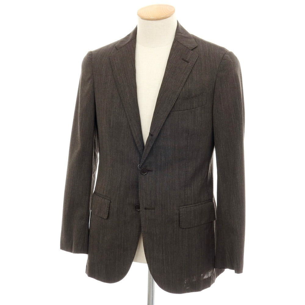 【中古】グリーンレーベルリラクシング green label relaxing Roger La Viale ウール ストライプ 3B テーラードジャケット ブラウン【サイズ44】【 状態ランクC 】【 メンズ 】