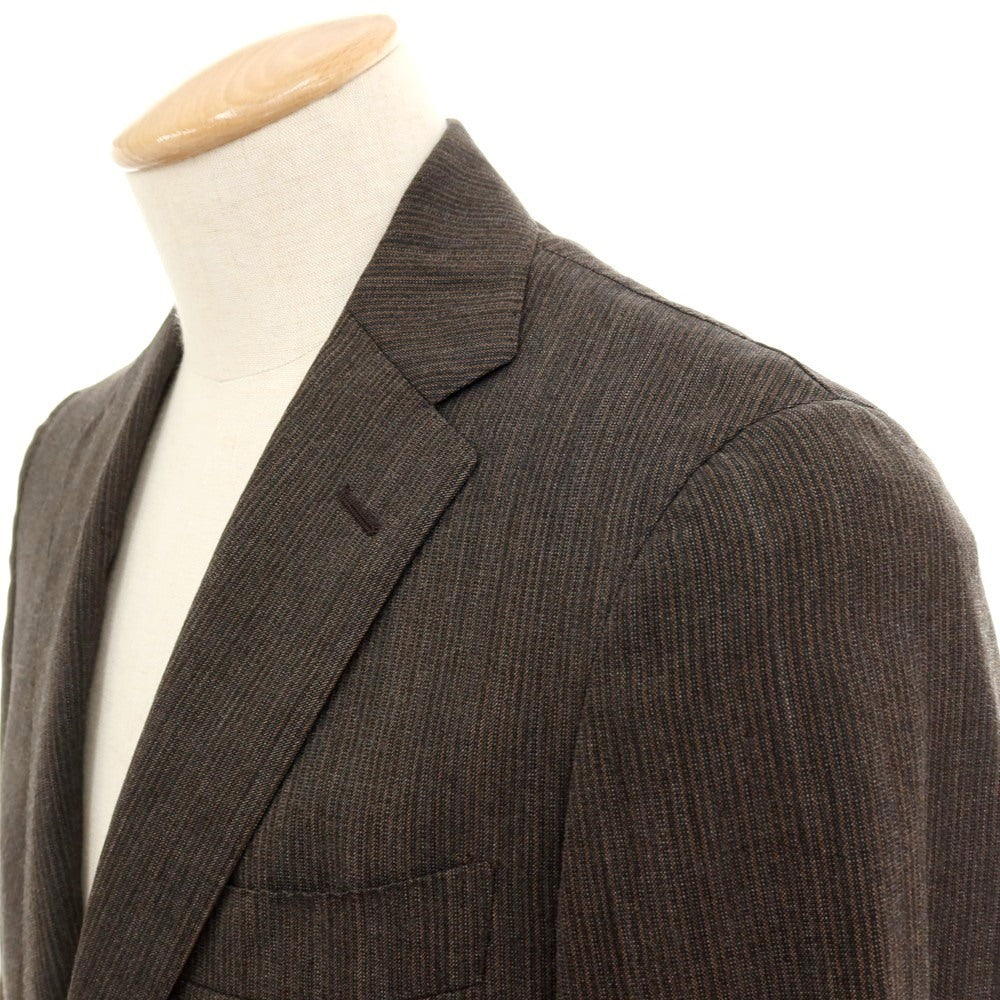 【中古】グリーンレーベルリラクシング green label relaxing Roger La Viale ウール ストライプ 3B テーラードジャケット ブラウン【サイズ44】【 状態ランクC 】【 メンズ 】