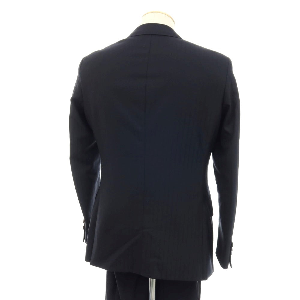 【SALE30%OFF/返品不可】【中古】ゼルビーノ ZERBINO ウール ストライプ 2つボタンスーツ ネイビー【 サイズ表記なし（S位） 】【 状態ランクB 】【 メンズ 】