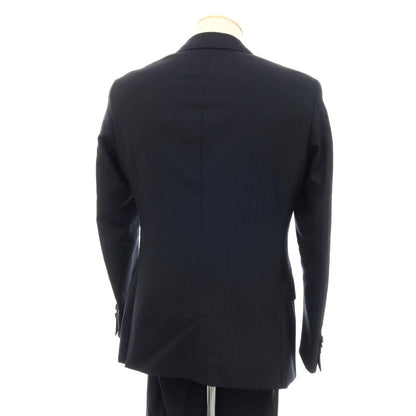 【SALE30%OFF/返品不可】【中古】ゼルビーノ ZERBINO ウール ストライプ 2つボタンスーツ ネイビー【 サイズ表記なし（S位） 】【 状態ランクB 】【 メンズ 】