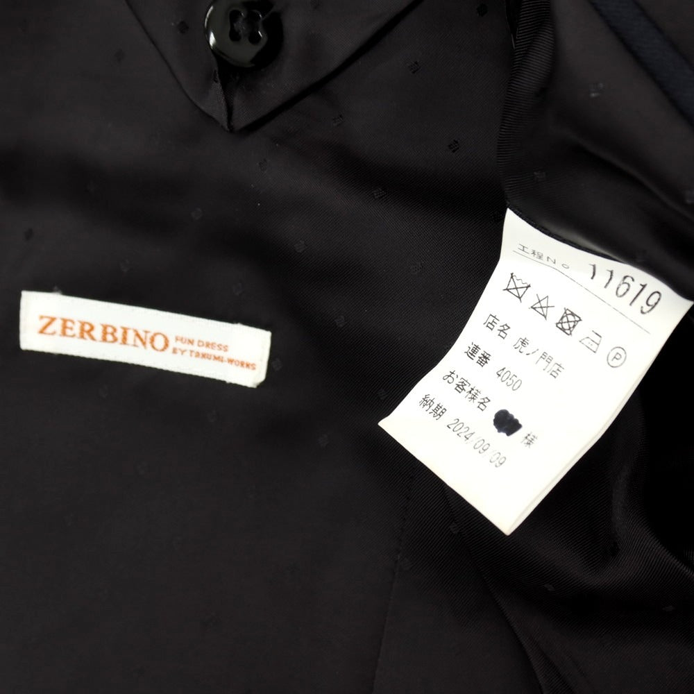 【SALE30%OFF/返品不可】【中古】ゼルビーノ ZERBINO ウール ストライプ 2つボタンスーツ ネイビー【 サイズ表記なし（S位） 】【 状態ランクB 】【 メンズ 】