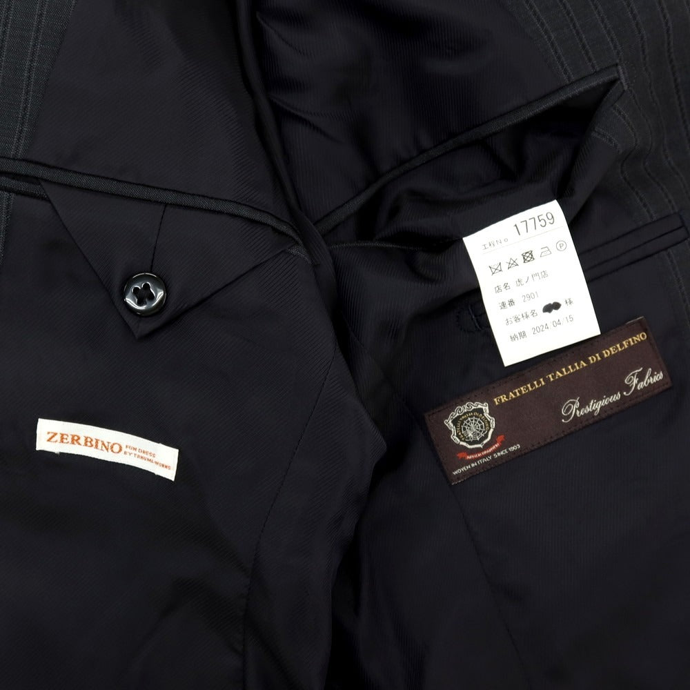 【中古】ゼルビーノ ZERBINO ウール ストライプ 2つボタンスーツ グレー【サイズ表記なし（S位）】【 状態ランクB 】【 メンズ 】