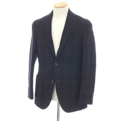 【中古】ラルディーニ LARDINI ウール チェック 3B テーラードジャケット ネイビー【サイズ44】【 状態ランクB 】【 メンズ 】
