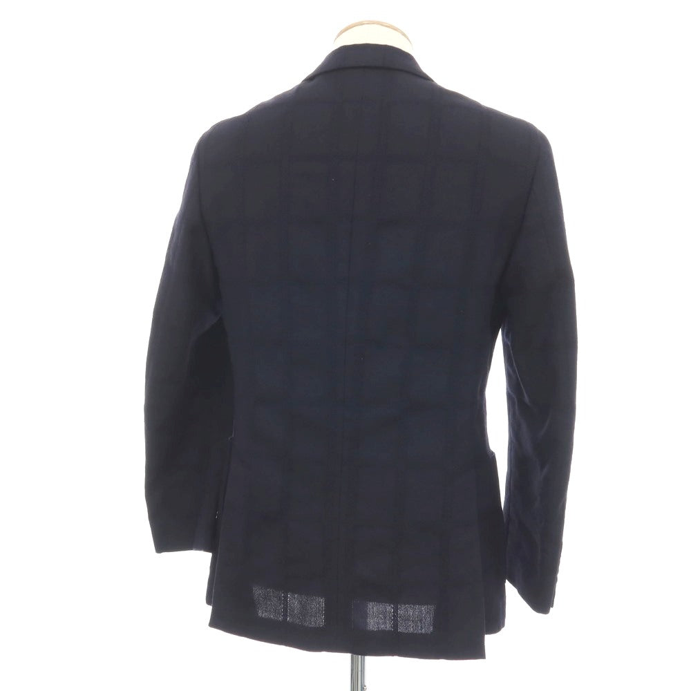 【中古】ラルディーニ LARDINI ウール チェック 3B テーラードジャケット ネイビー【サイズ44】【 状態ランクB 】【 メンズ 】