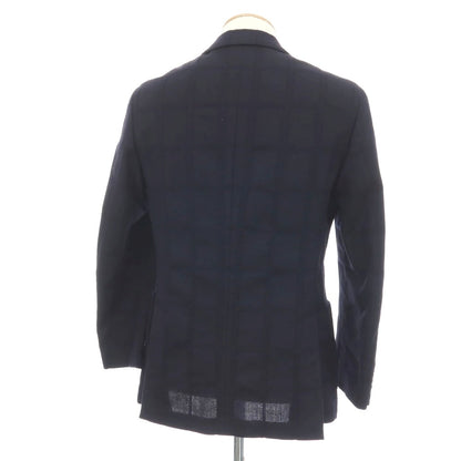 【中古】ラルディーニ LARDINI ウール チェック 3B テーラードジャケット ネイビー【サイズ44】【 状態ランクB 】【 メンズ 】