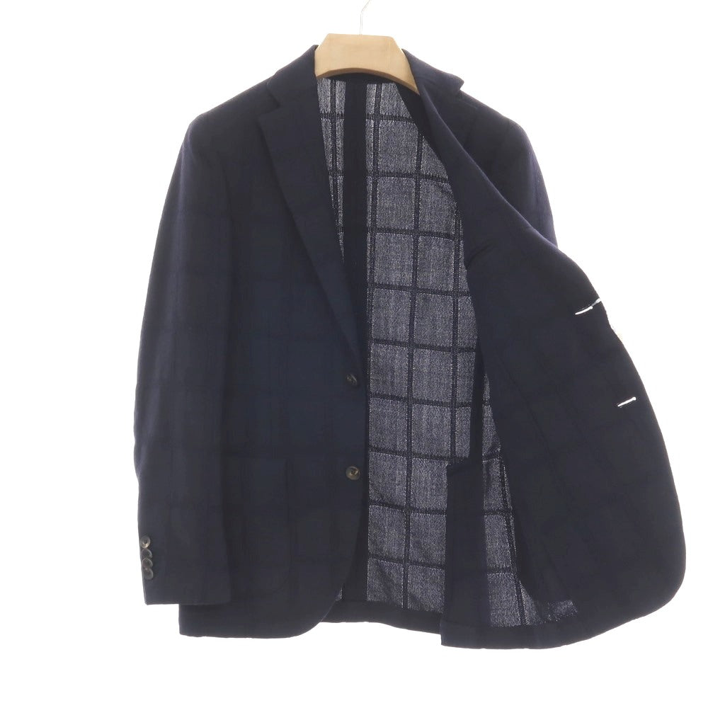 【中古】ラルディーニ LARDINI ウール チェック 3B テーラードジャケット ネイビー【サイズ44】【 状態ランクB 】【 メンズ 】