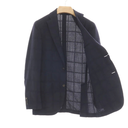 【中古】ラルディーニ LARDINI ウール チェック 3B テーラードジャケット ネイビー【サイズ44】【 状態ランクB 】【 メンズ 】