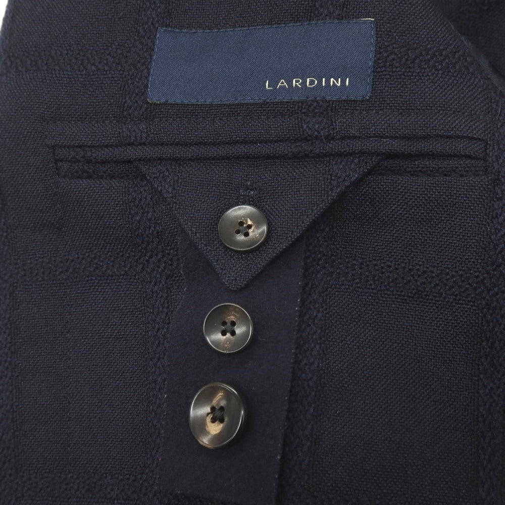 【中古】ラルディーニ LARDINI ウール チェック 3B テーラードジャケット ネイビー【サイズ44】【 状態ランクB 】【 メンズ 】