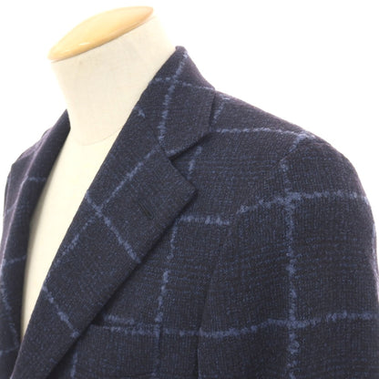 【中古】ベルベスト Belvest ウール チェック 3B テーラードジャケット ネイビーxライトブルー【サイズ44】【 状態ランクC 】【 メンズ 】