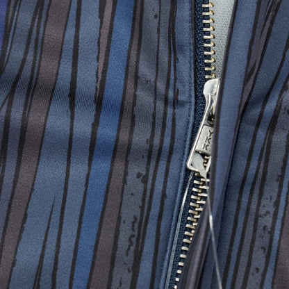 【中古】ステファンシュナイダー STEPHAN SCHNEIDER ポリエステル ジャージー 総柄 プリント ジップアップブルゾン ネイビー系【サイズ3】【 状態ランクB 】【 メンズ 】