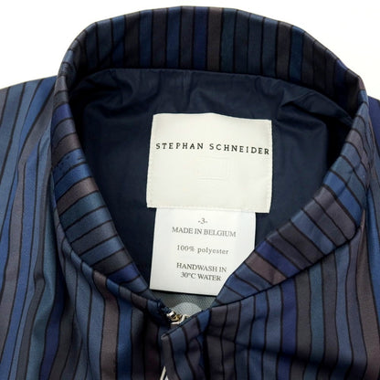 【中古】ステファンシュナイダー STEPHAN SCHNEIDER ポリエステル ジャージー 総柄 プリント ジップアップブルゾン ネイビー系【サイズ3】【 状態ランクB 】【 メンズ 】