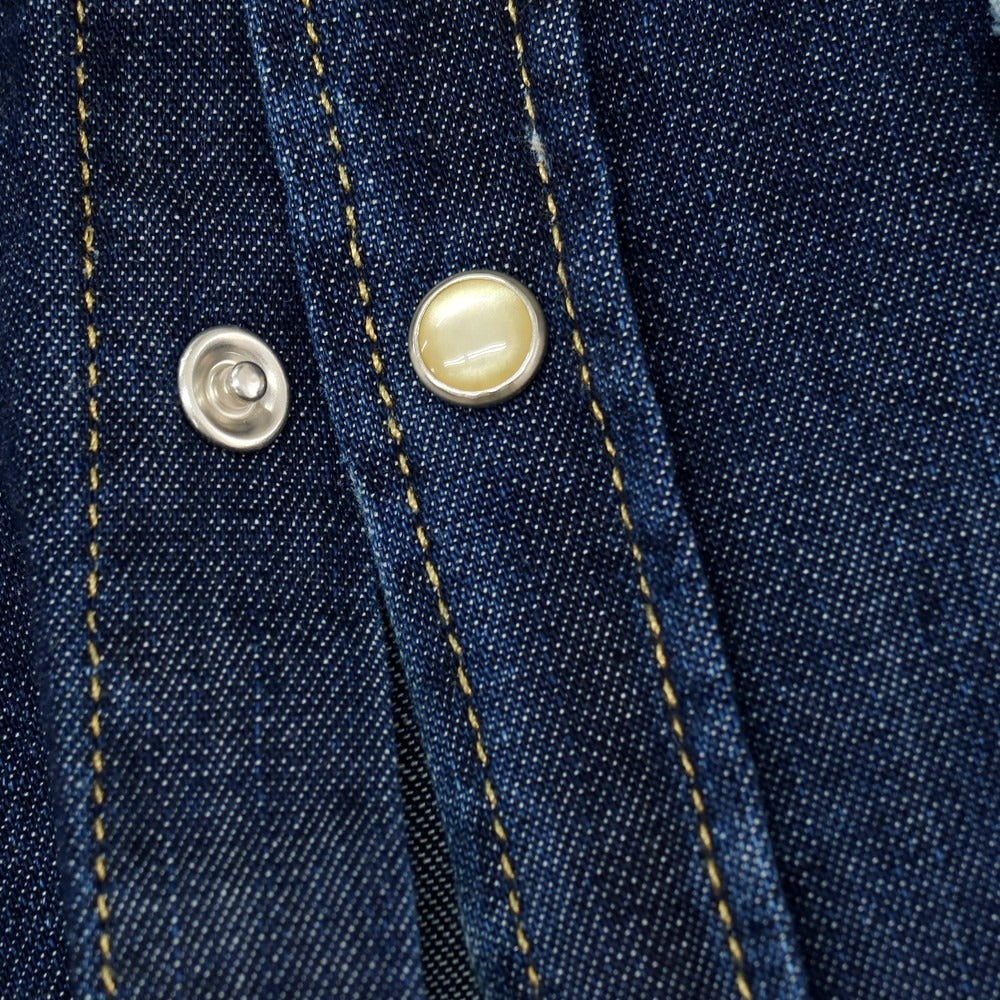 【中古】ディースクエアード DSQUARED2 ダメージ加工 ストレッチ コットン デニム ウエスタンシャツ ネイビー【サイズ46】【 状態ランクD 】【 メンズ 】