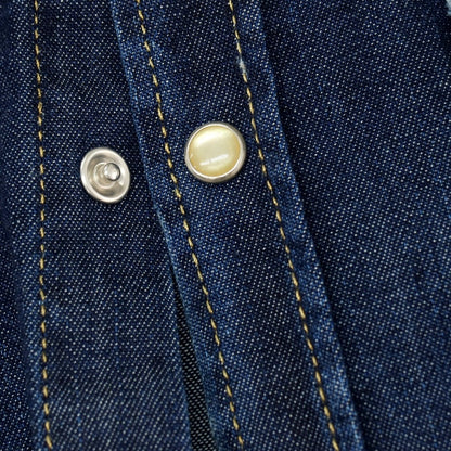 【中古】ディースクエアード DSQUARED2 ダメージ加工 ストレッチ コットン デニム ウエスタンシャツ ネイビー【サイズ46】【 状態ランクD 】【 メンズ 】