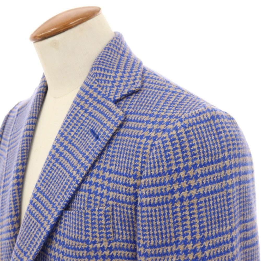 【中古】サルトリオ Sartorio ウール グレンチェック 3B テーラードジャケット ブルーxベージュ【サイズ46】【 状態ランクC 】【 メンズ 】