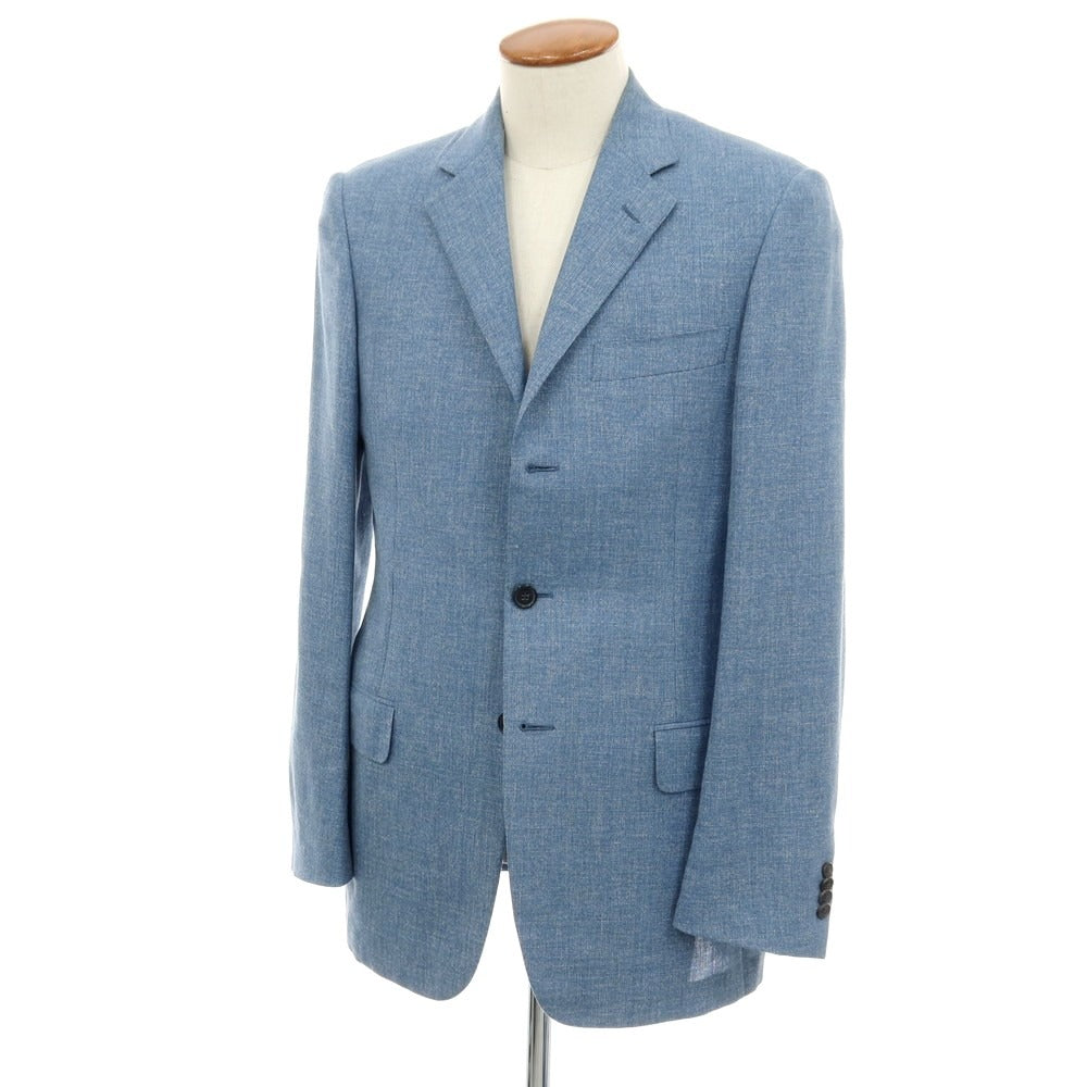【中古】ベルベスト Belvest ウールリネン 3B テーラードジャケット ライトブルー【サイズ46】【 状態ランクC 】【 メンズ 】