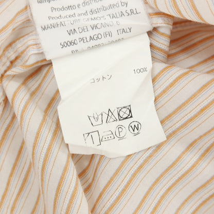 【中古】ベヴィラクア BEVILACQUA コットン ストライプ カジュアルシャツ ホワイトxオレンジ【サイズM】【 状態ランクC 】【 メンズ 】