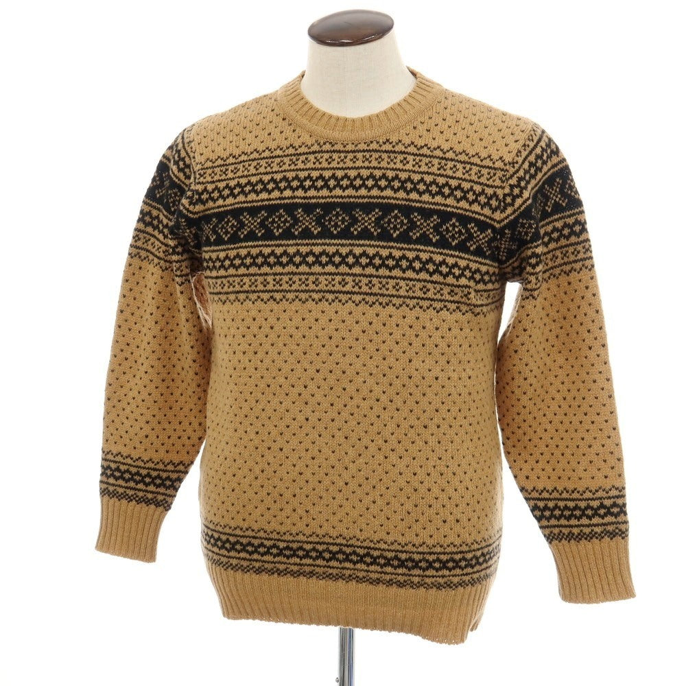 【中古】インバーアラン INVERALLAN ウール クルーネック プルオーバーニット ベージュxブラック【サイズ40】【 状態ランクB 】【 メンズ 】