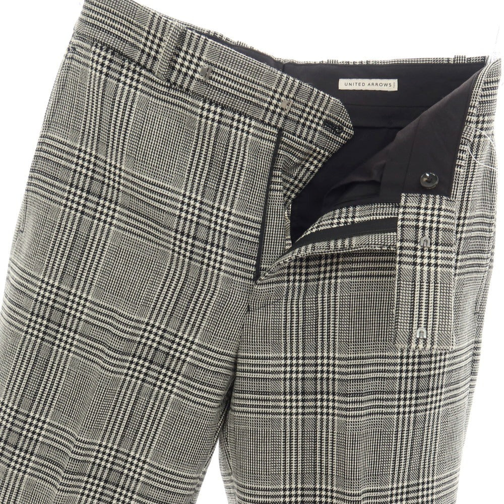 【中古】ユナイテッドアローズ UNITED ARROWS ウール グレンチェック カジュアルスラックスパンツ ブラックxホワイト【サイズS】【 状態ランクB 】【 メンズ 】