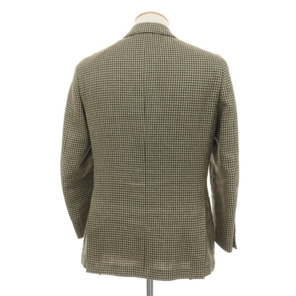 【中古】ラルディーニ LARDINI ウールリネン ハウンドトゥース 3B テーラードジャケット オリーブ系【サイズ44】【 状態ランクC 】【 メンズ 】