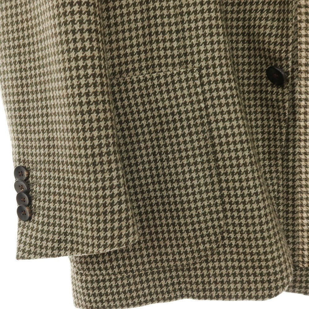 【中古】ラルディーニ LARDINI ウールリネン ハウンドトゥース 3B テーラードジャケット オリーブ系【サイズ44】【 状態ランクC 】【 メンズ 】