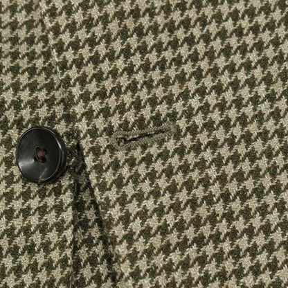 【中古】ラルディーニ LARDINI ウールリネン ハウンドトゥース 3B テーラードジャケット オリーブ系【サイズ44】【 状態ランクC 】【 メンズ 】