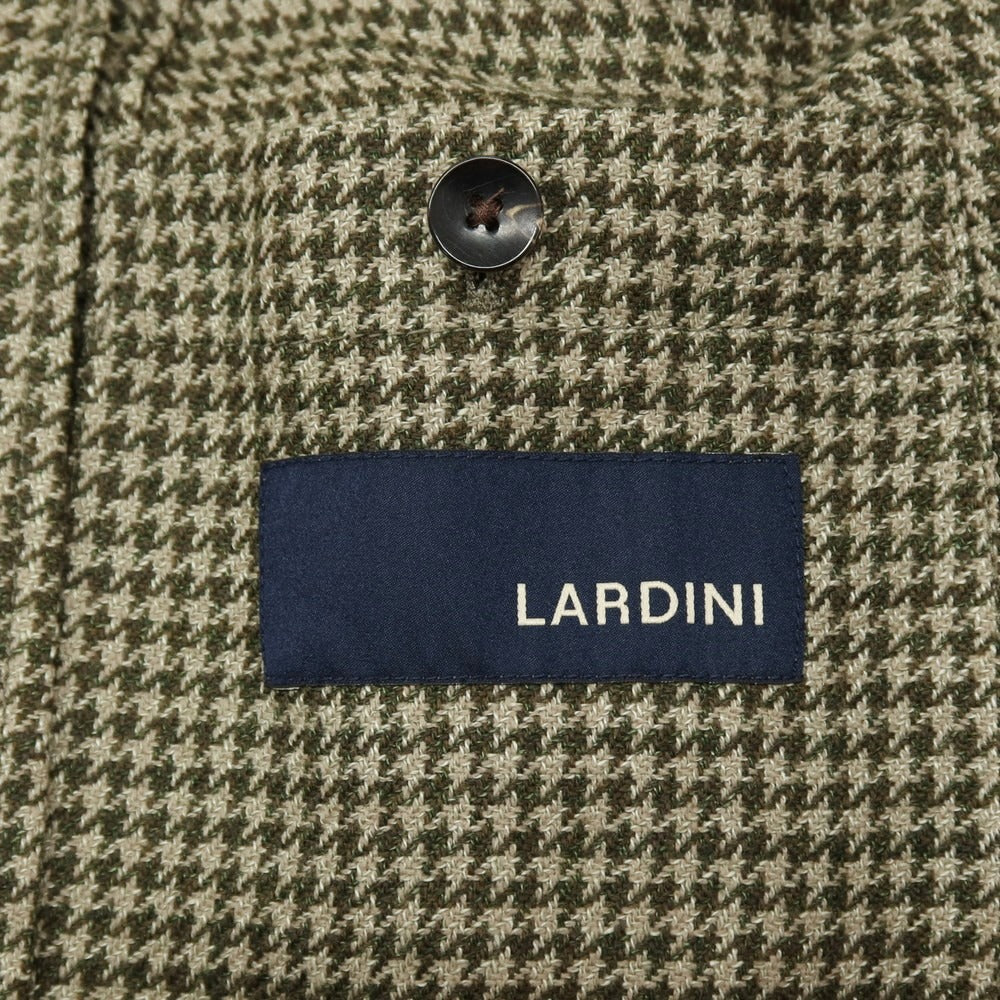 【中古】ラルディーニ LARDINI ウールリネン ハウンドトゥース 3B テーラードジャケット オリーブ系【サイズ44】【 状態ランクC 】【 メンズ 】