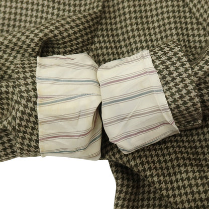 【中古】ラルディーニ LARDINI ウールリネン ハウンドトゥース 3B テーラードジャケット オリーブ系【サイズ44】【 状態ランクC 】【 メンズ 】