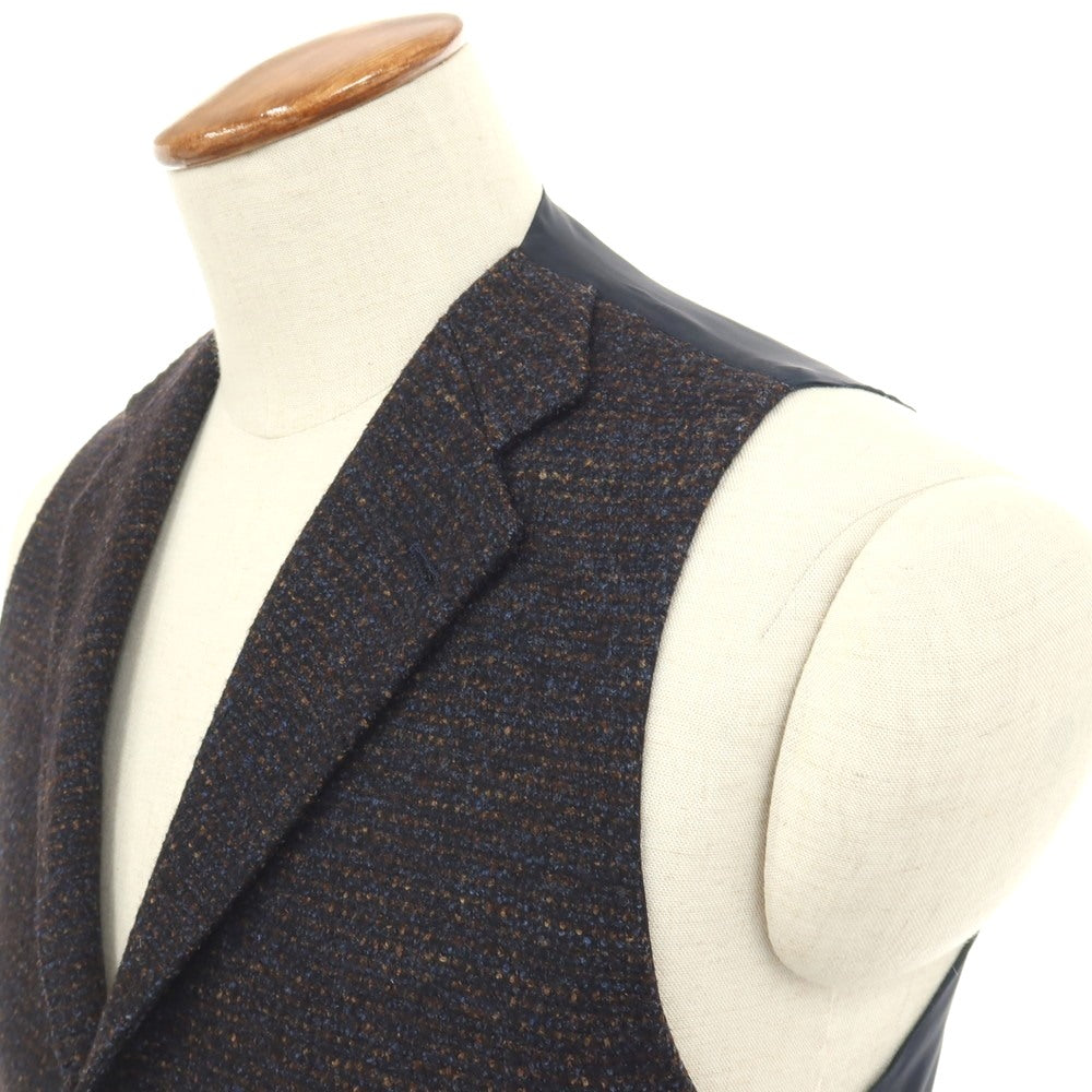 【中古】タリアトーレ TAGLIATORE Brilla per il gusto別注 ウールナイロンシルクリネン ドレス系ジレ ベスト ネイビーxブラウン【サイズ46/R】【 状態ランクB 】【 メンズ 】