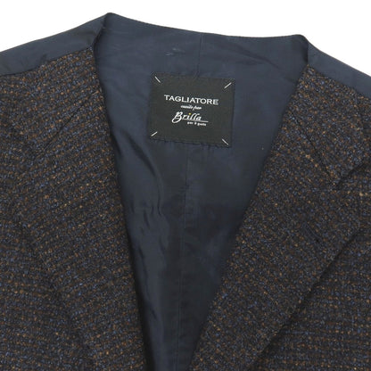【中古】タリアトーレ TAGLIATORE Brilla per il gusto別注 ウールナイロンシルクリネン ドレス系ジレ ベスト ネイビーxブラウン【サイズ46/R】【 状態ランクB 】【 メンズ 】