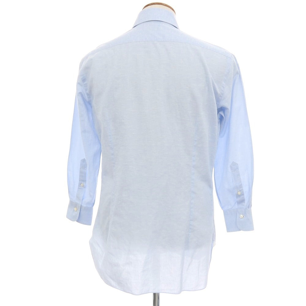 【中古】バルバ BARBA コットンリネン ワイドカラー ドレスシャツ ライトブルー【サイズ39】【 状態ランクC 】【 メンズ 】