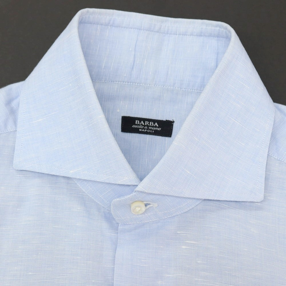 【中古】バルバ BARBA コットンリネン ワイドカラー ドレスシャツ ライトブルー【サイズ39】【 状態ランクC 】【 メンズ 】