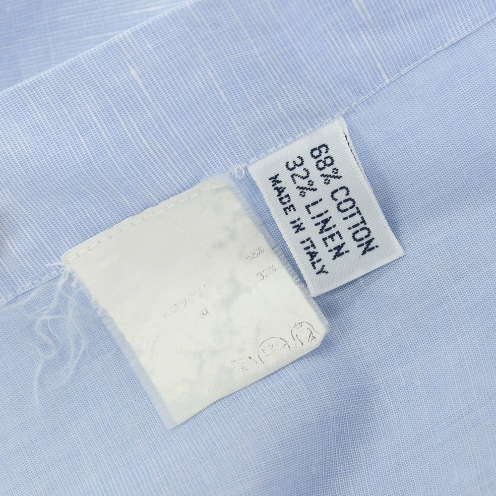 【中古】バルバ BARBA コットンリネン ワイドカラー ドレスシャツ ライトブルー【サイズ39】【 状態ランクC 】【 メンズ 】