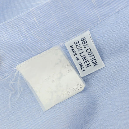 【中古】バルバ BARBA コットンリネン ワイドカラー ドレスシャツ ライトブルー【サイズ39】【 状態ランクC 】【 メンズ 】