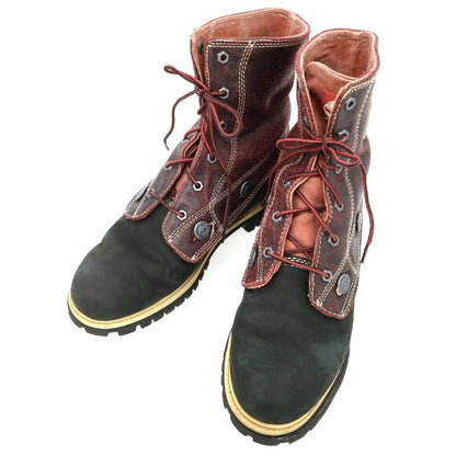 【中古】ティンバーランド Timberland ヌバック キャンバス ブーツ ブラックxレッド【サイズ9 1/2】【 状態ランクC 】【 メンズ 】