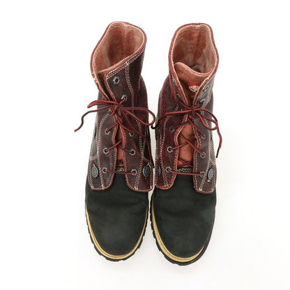 【中古】ティンバーランド Timberland ヌバック キャンバス ブーツ ブラックxレッド【サイズ9 1/2】【 状態ランクC 】【 メンズ 】