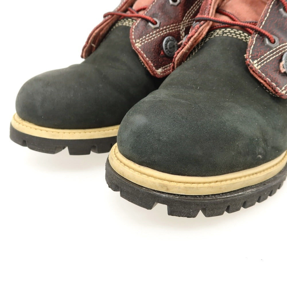 【中古】ティンバーランド Timberland ヌバック キャンバス ブーツ ブラックxレッド【サイズ9 1/2】【 状態ランクC 】【 メンズ 】