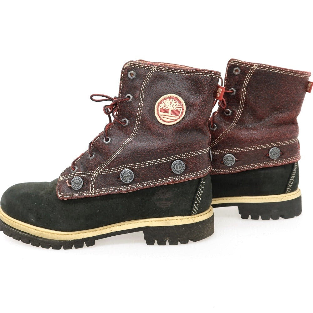 【中古】ティンバーランド Timberland ヌバック キャンバス ブーツ ブラックxレッド【サイズ9 1/2】【 状態ランクC 】【 メンズ 】