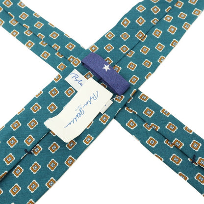 【SALE30%OFF/返品不可】【中古】ブルーステラ Blu Stella シルクリネン プリント 小紋柄ネクタイ ブルーグリーン【 状態ランクB 】【 メンズ 】