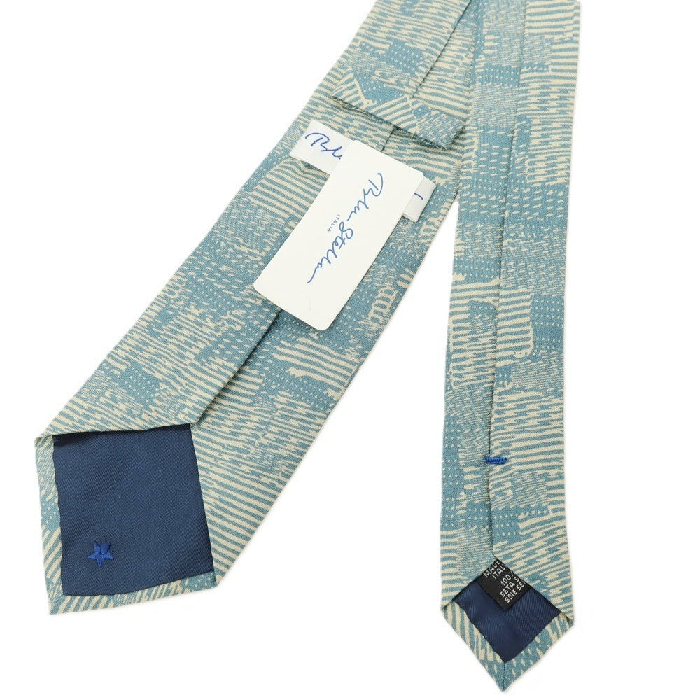 【SALE30%OFF/返品不可】【中古】ブルーステラ Blu Stella シルク プリント ネクタイ ベージュxブルー【 状態ランクB 】【 メンズ 】