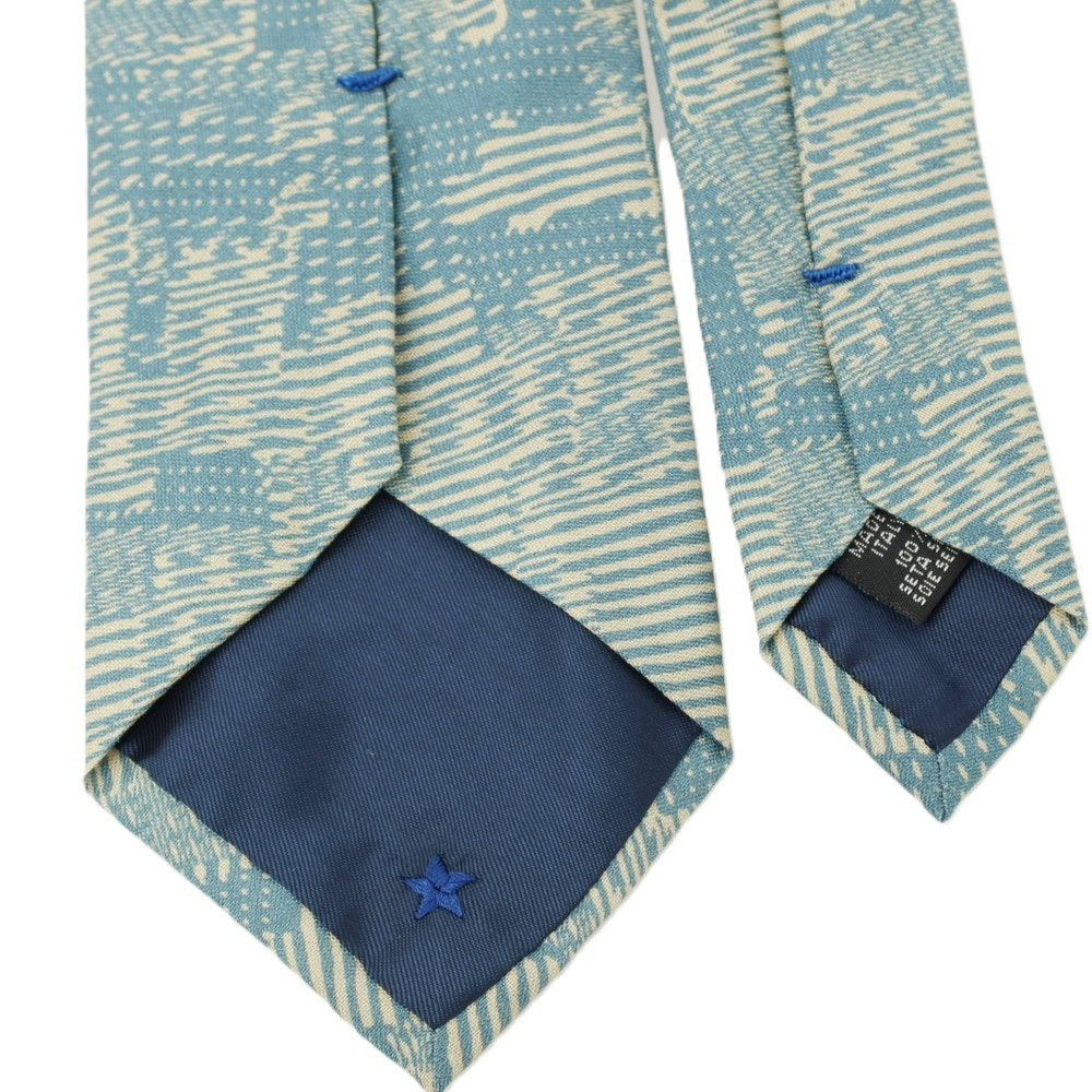 【SALE30%OFF/返品不可】【中古】ブルーステラ Blu Stella シルク プリント ネクタイ ベージュxブルー【 状態ランクB 】【 メンズ 】