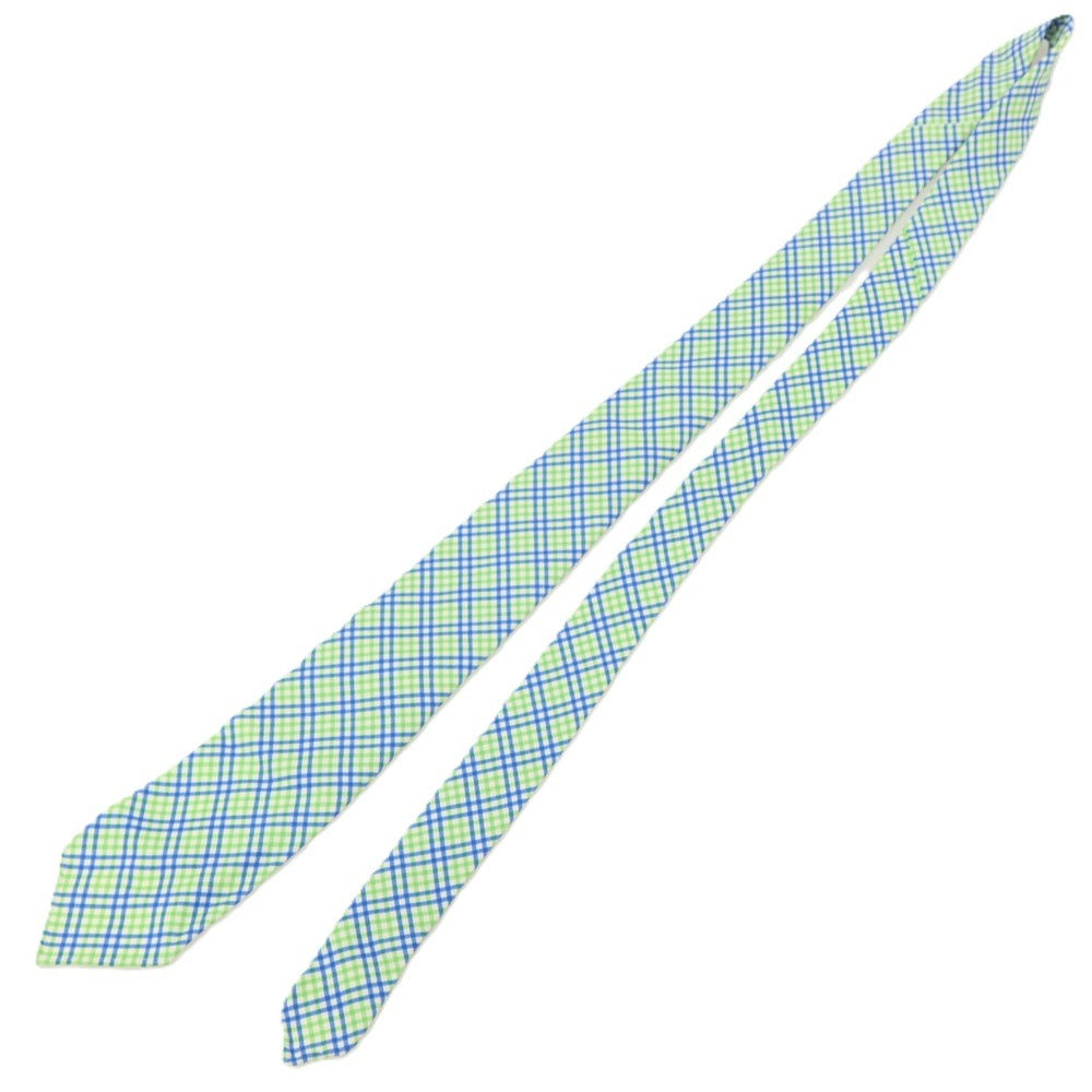 【中古】ジーイーエム ジャム ジェム g.e.m. BARNEYS NEW YORK別注 シルク プリント チェック柄ネクタイ ライトグリーンxブルー【 状態ランクB 】【 メンズ 】