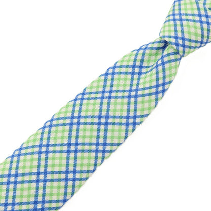 【SALE30%OFF/返品不可】【中古】ジーイーエム ジャム ジェム g.e.m. BARNEYS NEW YORK別注 シルク プリント チェック柄ネクタイ ライトグリーンxブルー【 状態ランクB 】【 メンズ 】