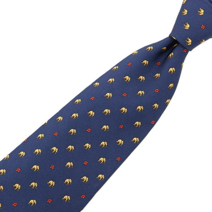 【SALE30%OFF/返品不可】【中古】ハンティングワールド HUNTING WORLD シルク エレファント×花柄 プリント 小紋柄ネクタイ ネイビー系【 状態ランクA 】【 メンズ 】