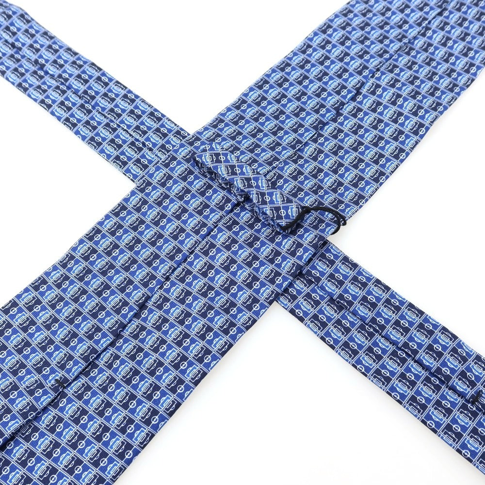 【SALE30%OFF/返品不可】【中古】ダンヒル Dunhill サッカー日本代表オフィシャルグッズ シルク サッカーフィールド柄 プリント ネクタイ ブルーxネイビー【 状態ランクA 】【 メンズ 】