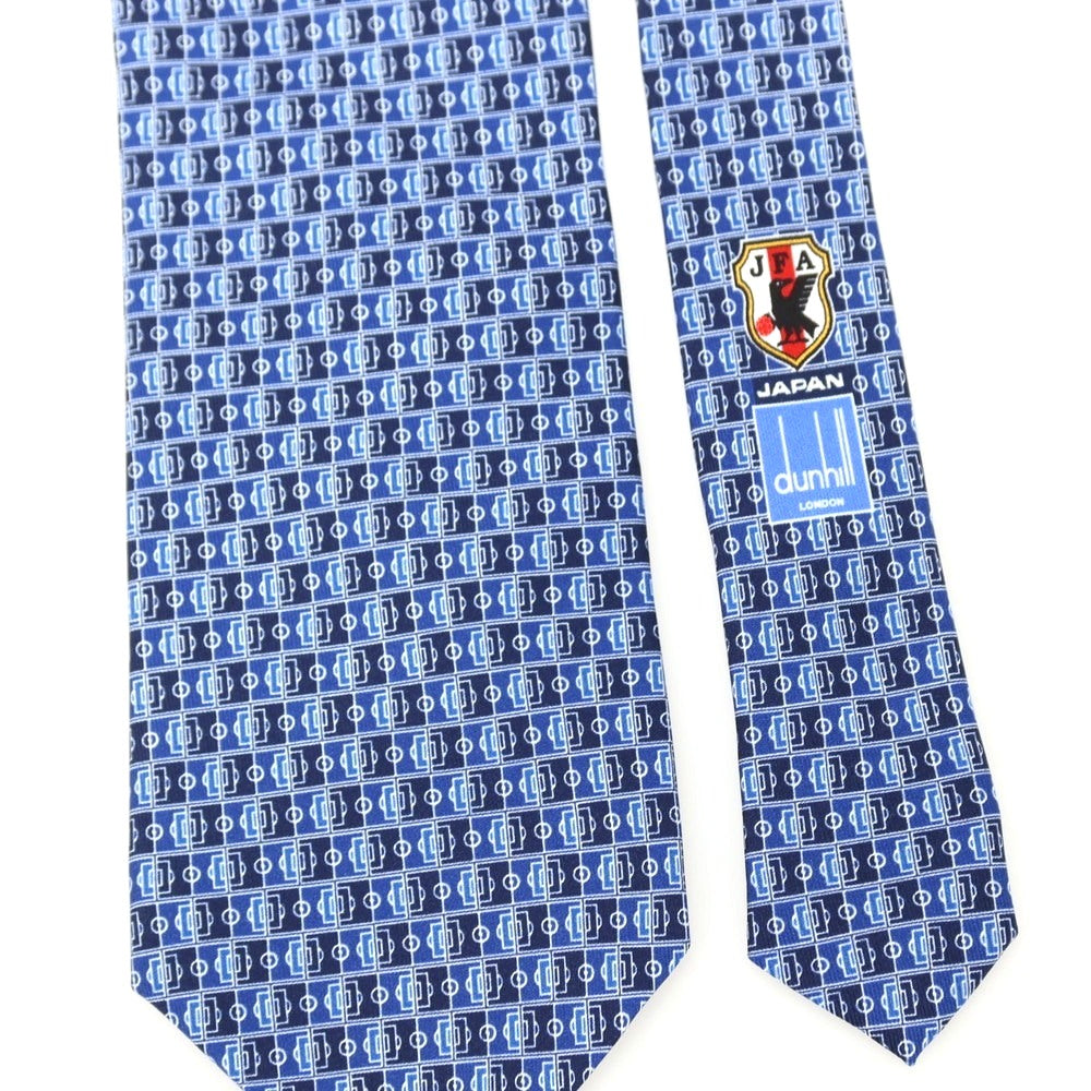 【SALE30%OFF/返品不可】【中古】ダンヒル Dunhill サッカー日本代表オフィシャルグッズ シルク サッカーフィールド柄 プリント ネクタイ ブルーxネイビー【 状態ランクA 】【 メンズ 】